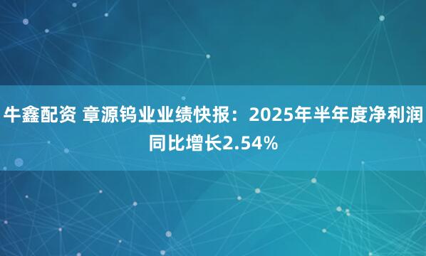 牛鑫配资 章源钨业业绩快报：2025年半年度净利润同比增长2.54%